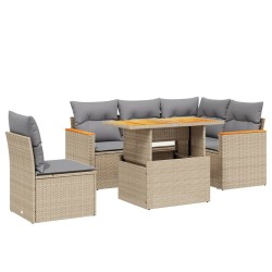 Salon de jardin avec coussins 6 pcs beige résine tressée 513296513296