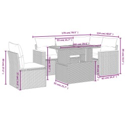 Salon de jardin avec coussins 6 pcs beige résine tressée 513296513296