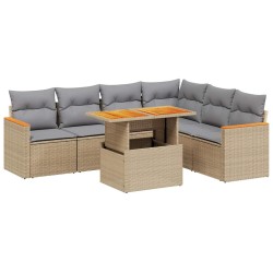 Salon de jardin avec coussins 7 pcs beige résine tressée 513297513297