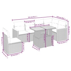 Salon de jardin 7 pcs avec coussins noir résine tressée 513298513298