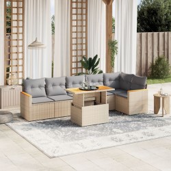 Salon de jardin avec coussins 7 pcs beige résine tressée 513299513299