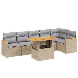 Salon de jardin avec coussins 7 pcs beige résine tressée 513299513299
