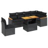 Salon de jardin 7 pcs avec coussins noir résine tressée 513303513303