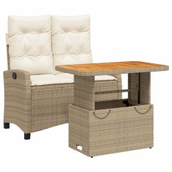 Ensemble à manger de jardin et coussins 2 pcs beige poly rotin 513305513305