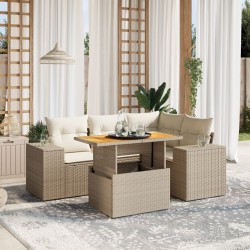 Salon de jardin avec coussins 5 pcs beige résine tressée 513308513308