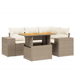 Salon de jardin avec coussins 5 pcs beige résine tressée 513308513308