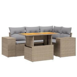 Salon de jardin avec coussins 5 pcs beige résine tressée 513309513309