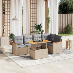 Salon de jardin avec coussins 6 pcs beige résine tressée 513310513310