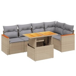 Salon de jardin avec coussins 6 pcs beige résine tressée 513310513310