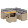 Salon de jardin avec coussins 6 pcs beige résine tressée 513312513312