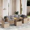 Salon de jardin avec coussins 7 pcs beige résine tressée 513313513313