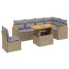 Salon de jardin avec coussins 7 pcs beige résine tressée 513313513313