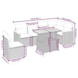 Salon de jardin avec coussins 7 pcs beige résine tressée 513313513313