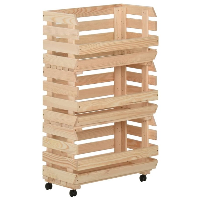 Chariot à légumes 37x30x80 cm Bois de pin solide 513314513314