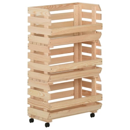 Chariot à légumes 37x30x80 cm Bois de pin solide 513314513314