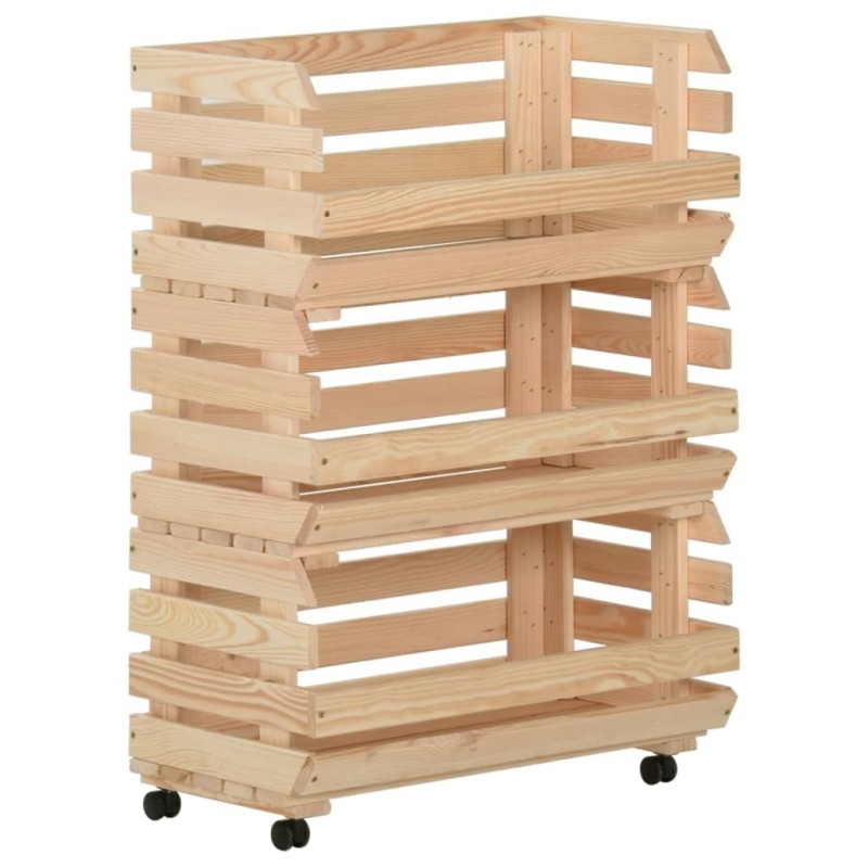 Chariot à légumes 57x30x80 cm Bois de pin solide 513315513315