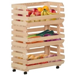 Chariot à légumes 57x30x80 cm Bois de pin solide 513315513315