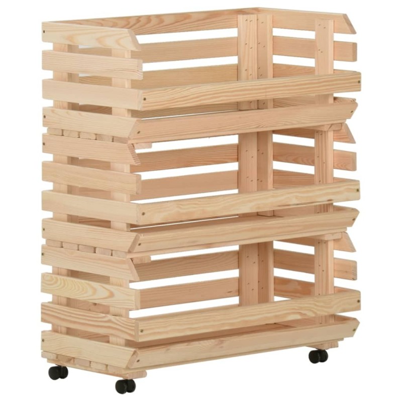 Chariot à légumes 77x30x80 cm Bois de pin solide 513316513316