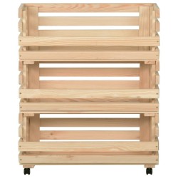 Chariot à légumes 77x30x80 cm Bois de pin solide 513316513316