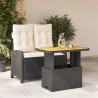 Ensemble à manger de jardin coussins 2pcs noir résine tressée 513321513321