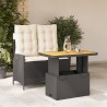 Ensemble à manger de jardin coussins 2pcs noir résine tressée 513324513324