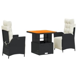 Ensemble à manger de jardin avec coussins 3 pcs Noir 513326513326