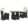 Ensemble à manger de jardin avec coussins 3 pcs Noir 513327513327