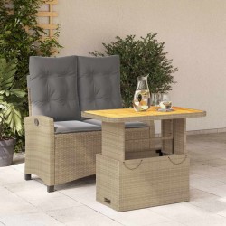 Ensemble à manger de jardin et coussins 2 pcs beige poly rotin 513328513328