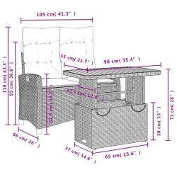 Ensemble à manger de jardin et coussins 2 pcs beige poly rotin 513328513328