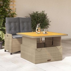 Ensemble à manger de jardin et coussins 2 pcs beige poly rotin 513329513329