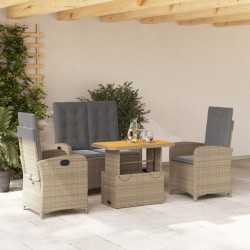 Ensemble à manger de jardin coussins 4 pcs beige résine tressée 513333513333
