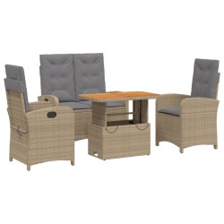 Ensemble à manger de jardin coussins 4 pcs beige résine tressée 513333513333