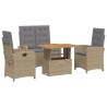 Ensemble à manger de jardin coussins 4 pcs beige résine tressée 513333513333