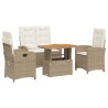 Ensemble à manger de jardin coussins 4 pcs beige résine tressée 513337513337