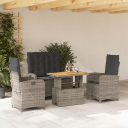 Ensemble à manger jardin 4pcs et coussins Gris Résine tressée 513338513338