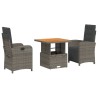 Ensemble à manger de jardin 3 pcs coussins gris résine tressée 513341513341