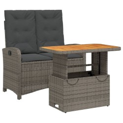 Ensemble à manger de jardin et coussins 2 pcs gris rotin 513343513343