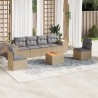 Salon de jardin avec coussins 7 pcs beige résine tressée 513350513350