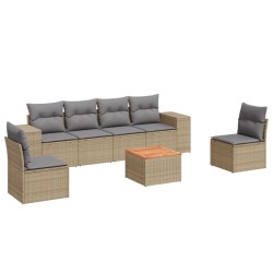 Salon de jardin avec coussins 7 pcs beige résine tressée 513350513350
