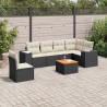 Salon de jardin 7 pcs avec coussins noir résine tressée 513351513351