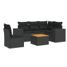 Salon de jardin 6 pcs avec coussins noir résine tressée 513352513352