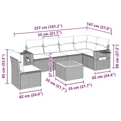 Salon de jardin 7 pcs avec coussins noir résine tressée 513356513356