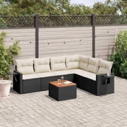 Salon de jardin 7 pcs avec coussins noir résine tressée 513357513357