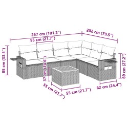 Salon de jardin 7 pcs avec coussins noir résine tressée 513357513357