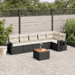 Salon de jardin 7 pcs avec coussins noir résine tressée 513358513358
