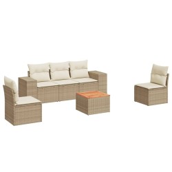Salon de jardin avec coussins 6 pcs beige résine tressée 513359513359