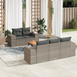 Salon de jardin 6 pcs avec coussins gris résine tressée 513360513360