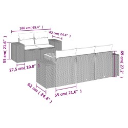Salon de jardin 6 pcs avec coussins gris résine tressée 513360513360