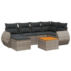 Salon de jardin avec coussins 7 pcs gris résine tressée 513361513361