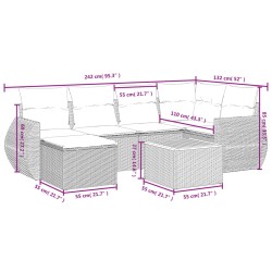 Salon de jardin 7 pcs avec coussins noir résine tressée 513362513362